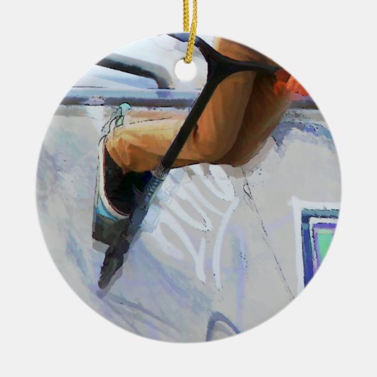 Downhill Run - Stuntscooter rijder Keramisch Ornament (Voorkant)