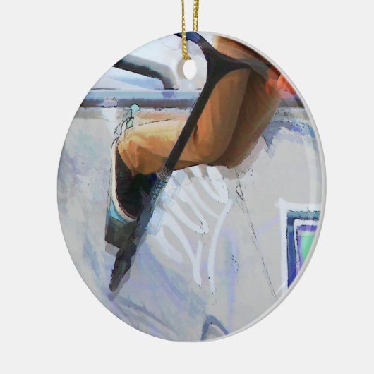 Downhill Run - Stuntscooter rijder Keramisch Ornament (Links)