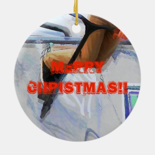 Downhill Run - Stuntscooter rijder Keramisch Ornament (Achterkant)