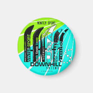 Downhill Ski Champions Sneeuwblad CA Ronde Magneet