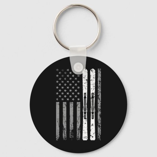 Downhill Ski Team 4 juli Amerikaanse vlag SK Sleutelhanger (Voorkant)