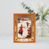 Downhill skiën feestdagenkaart (Staand voorkant)