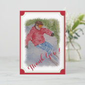 Downhill Skier Bedankkaart (Staand voorkant)