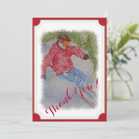 Downhill Skier Bedankkaart (Staand voorkant)