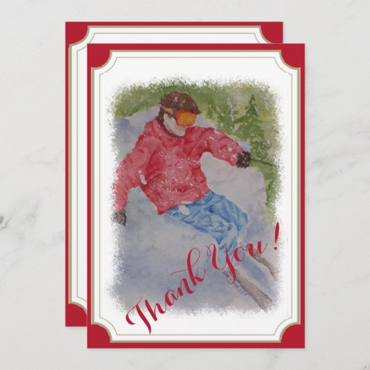 Downhill Skier Bedankkaart (Voorkant / Achterkant)