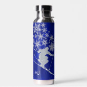 Downhill Skier Blue Monogram Waterfles (Links)