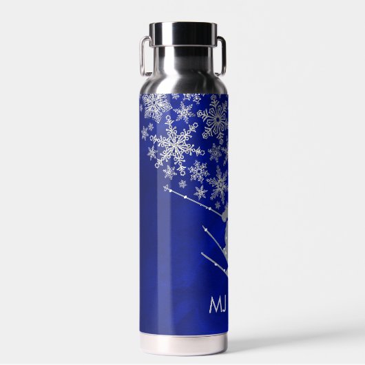 Downhill Skier Blue Monogram Waterfles (Voorkant)