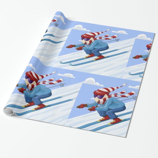 Downhill Skier Cadeaupapier (Uitgerold)