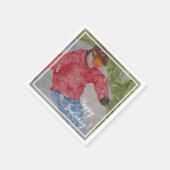 Downhill Skier Happy Birthday Party Servet (Hoek)