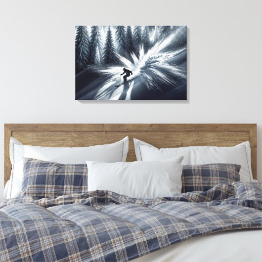 Downhill Skier In the Moonlight Canvas Afdruk (Insitu (Slaapkamer))