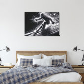 Downhill skiër met lichte paden canvas afdruk (Insitu (Slaapkamer))