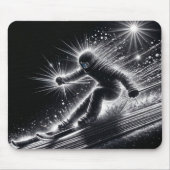 Downhill skiër met lichte paden muismat (Voorkant)