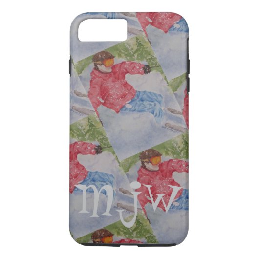DOWNHILL SKIER MONOGRAM Case-Mate iPhone CASE (Achterkant)