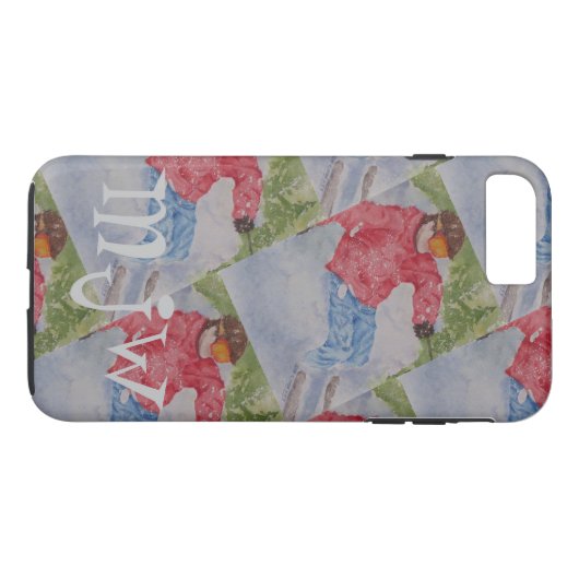 DOWNHILL SKIER MONOGRAM Case-Mate iPhone CASE (Achterkant (Horizontaal))