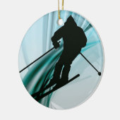 Downhill Skier op Icy Ribbons Keramisch Ornament (Links)