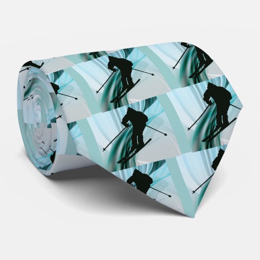 Downhill Skier op Icy Ribbons Stropdas (Opgerold)