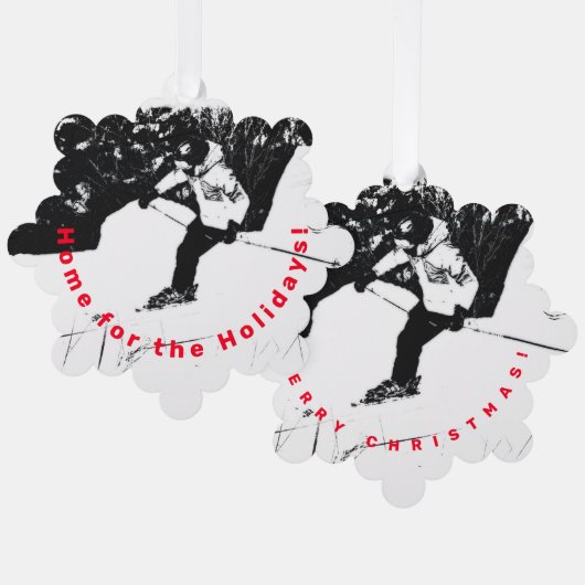 Downhill Skier Ornament Kaart (Voorkant / Achterkant)