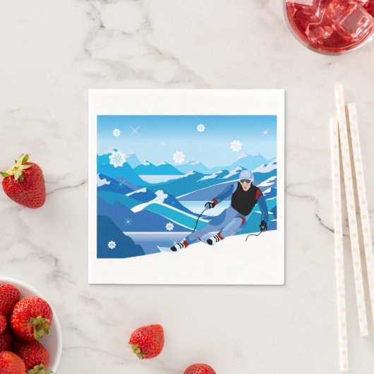 Downhill Skier Paper Napkins Servetten (Insitu)
