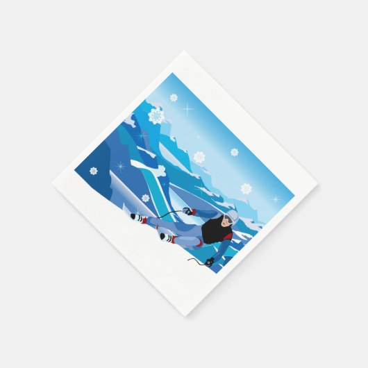 Downhill Skier Paper Napkins Servetten (Hoek)