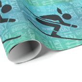 Downhill Skier Silhouette met Turquoise Blue Cadeaupapier (Rol Hoek)