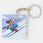 Downhill Skier Sleutelhanger (Achterkant)