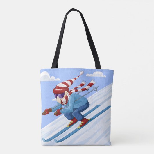 Downhill Skier Tote Bag (Achterkant)