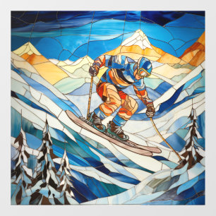 Downhill skiër Venster Cling Raamsticker