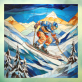 Downhill skiër Venster Cling Raamsticker (Vel 3)