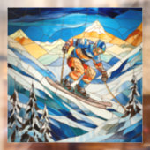 Downhill skiër Venster Cling Raamsticker (Vel 2)