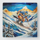 Downhill skiër wandklok (Voorkant)