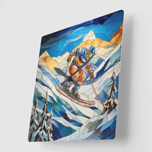 Downhill skiër wandklok (Hoek)