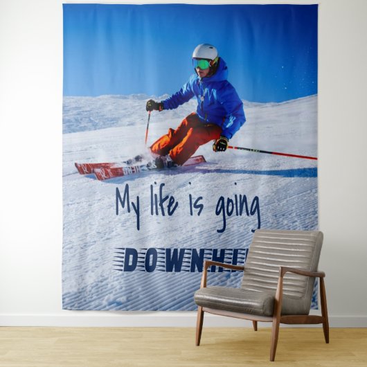 Downhill Skiing Funny Motivatie Snow Ski Wandkleed (In situ)