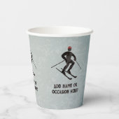 Downhill Skiing jouw tekst op mannelijke metal loo Papieren Bekers (Achterkant)