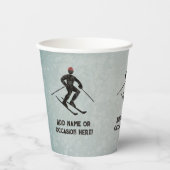 Downhill Skiing jouw tekst op mannelijke metal loo Papieren Bekers (Voorkant)