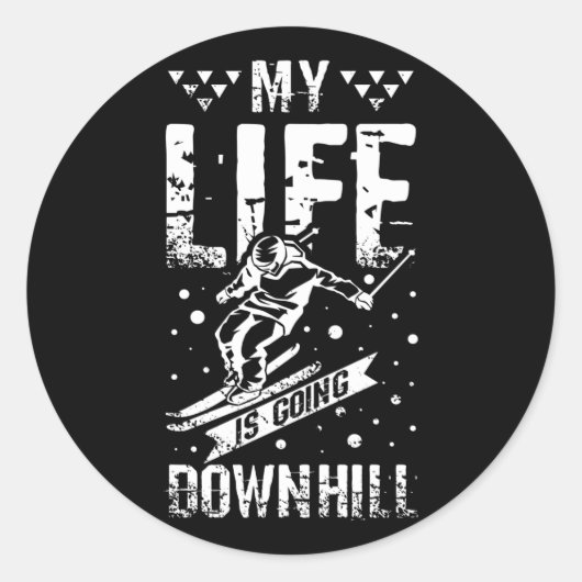 Downhill Skiing Ronde Sticker (Voorkant)