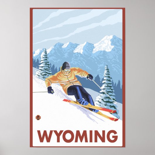 Downhill SneeuwskierWyoming Poster (Voorkant)