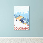 Downhill Snow SkierColorado Canvas Afdruk (Insitu (Houten vloer))