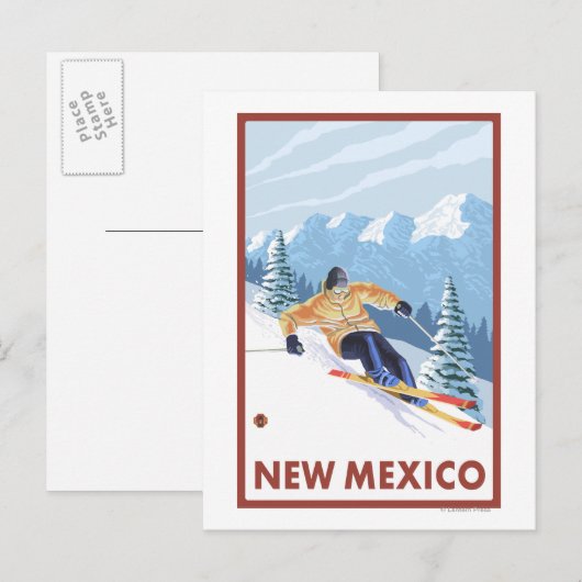 Downhill Snow SkierNew Mexico Briefkaart (Voorkant / Achterkant)