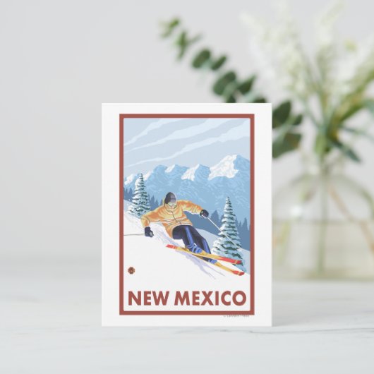 Downhill Snow SkierNew Mexico Briefkaart (Staand voorkant)