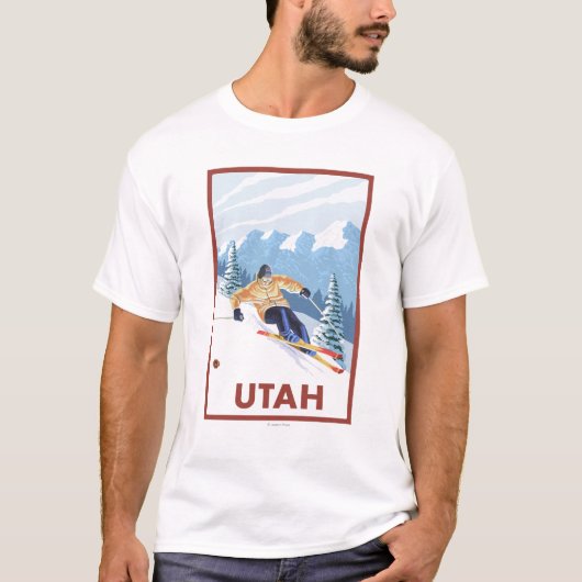 Downhill Snow SkierUtah T-shirt (Voorkant)