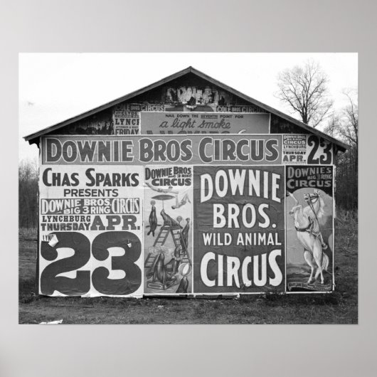Downie Bros. Circus, 1936. Oude foto Poster (Voorkant)