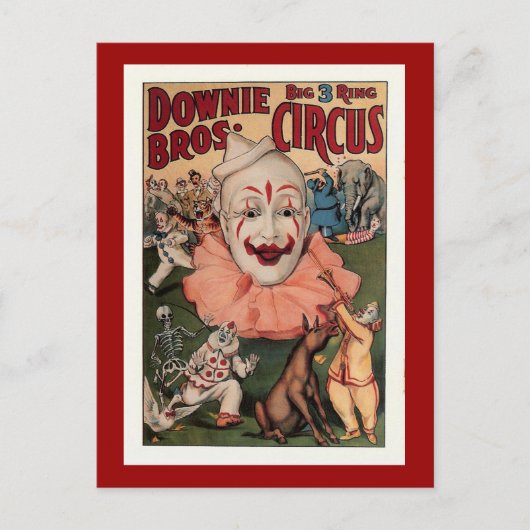 Downie Bros.  Circus Briefkaart (Voorkant)