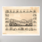 Downieville, CA Panoramic Map 1856 (0522A) Poster (Voorkant)