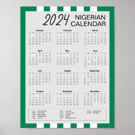 Download 2024 Nigeriaanse kalender $5.95 PDF Poster