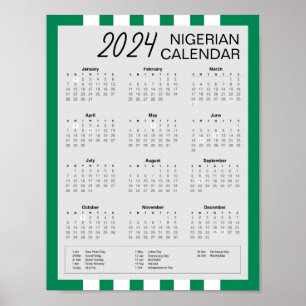 Download 2024 Nigeriaanse kalender $5.95 PDF Poster