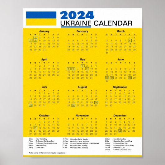 Download 2024 Oekraïne Kalender $5.95 PDF of Poster (Voorkant)