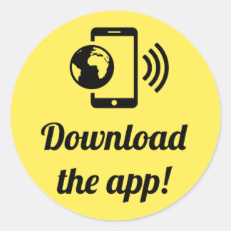 Download de app! ronde sticker