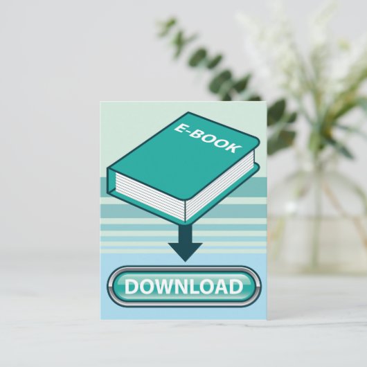 Download Ebook Button met Book Icon Briefkaart (Staand voorkant)