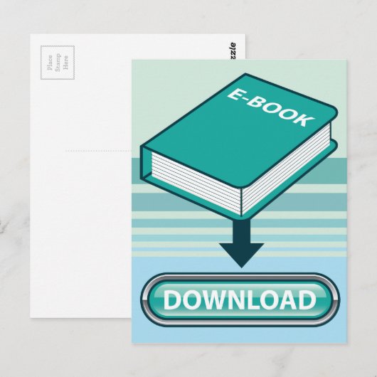 Download Ebook Button met Book Icon Briefkaart (Voorkant / Achterkant)