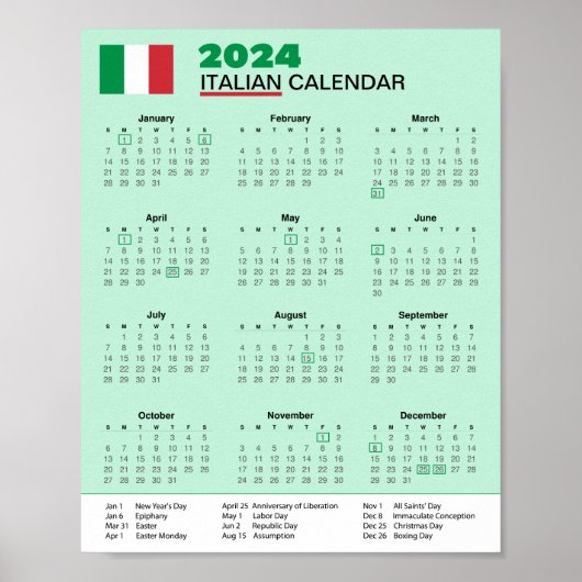 Download Italië Kalender 2024 Scarica Calendario Poster (Voorkant)